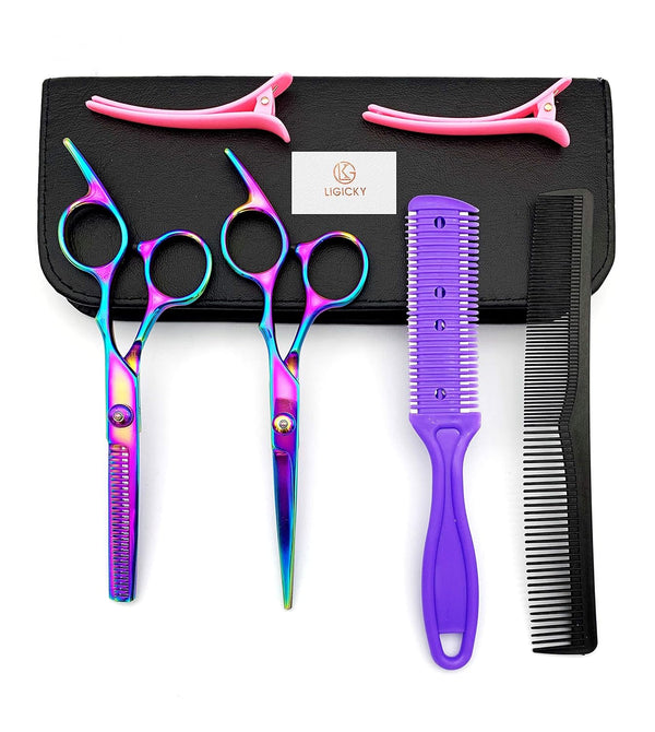 LIGICKY Professional Hair Cutting Scissors Kit, Stainless Steel Hairdressing Set, Thinning Shears for Kids