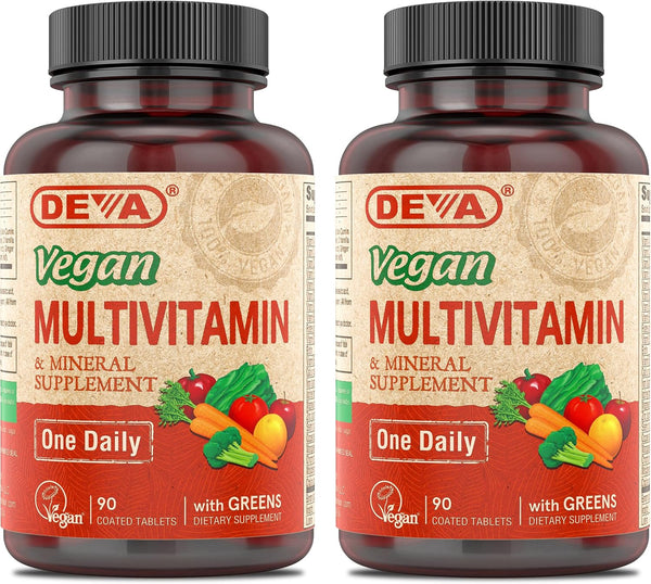 DEVA Vegan Multivitamin & Mineral Supplement | 90 Count | High Potency Vegan Formula with Green Whole Foods, Veggies,