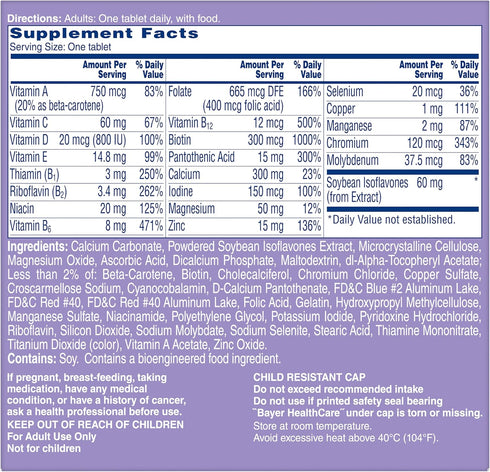 One A Day Women's Menopause Multivitamin with Vitamin A, C, D, E, and Zinc for Immune Health Support
