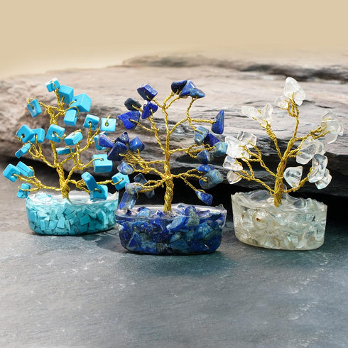 Set 12 Sets Crystal Tree of Unique Birthday Gifts for Women, Sister, Mom & Dad, Home Office Decor for Positive Energy
