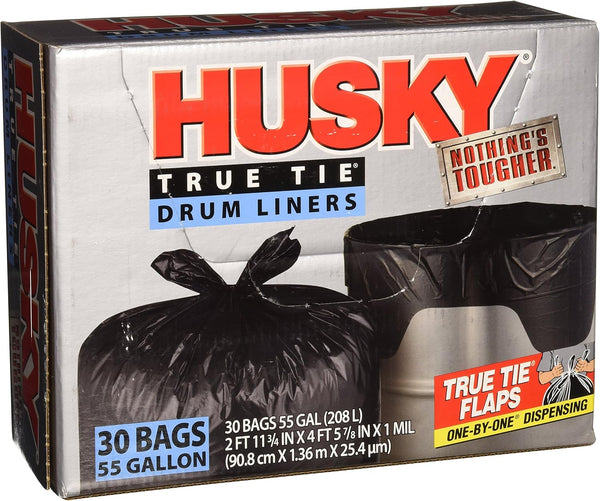 Husky HKK55030B True Tie 55-Gallon Drum Liners, 30-Count by Poly-America