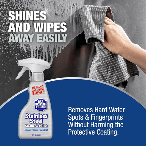 Bar Keepers Friend Stainless Steel Cleaner, 2 x 16 oz Spray, Removes Fingerprints & Stains without Scratching