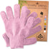 Temple Spring Exfoliating Gloves - Rayon Bamboo Bath Gloves for Shower, Pink, Dead Skin Remover