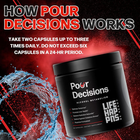 Life Happns Pour Decisions Liver Health Supplement, 60 Capsules with Milk Thistle & Electrolytes