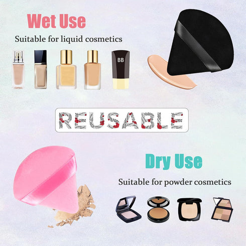 8 Pieces Triangle Makeup Puff with 4 Travel Cases, Reusable Velour Cosmetic Foundation Blender Sponge for Loose Powder