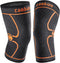 CAMBIVO Knee Compression Sleeve - 2 Pack Knee Brace for Men and Women, Large, Orange for Sports