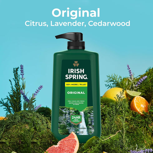 Irish Spring Men's Body Wash Pump, Original 30 Oz for Fresh and Clean Skin for 24 Hours