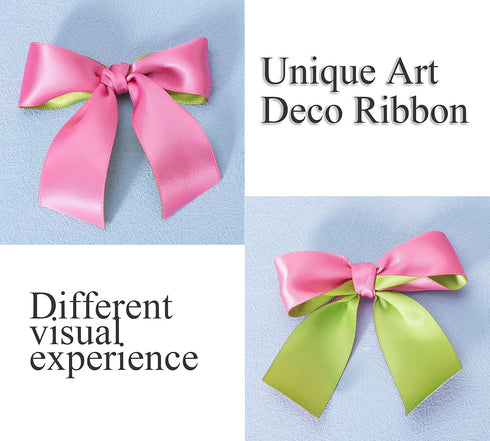 YASEO Double-sided Two-tone Ribbon 1 Inch x 20 Yards Hot Pink and Lime Green for Gift Wrapping, Party Decor, Holidays
