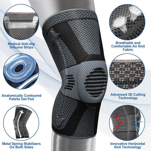 NEENCA Professional Knee Compression Sleeve for Pain Relief, Medical Knee Brace with Knit Tech for ACL, Arthritis,