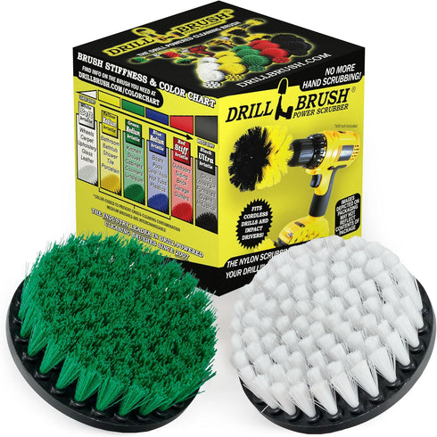Household Cleaners - Drill Brush Soft White and Medium Green Combo Kit
