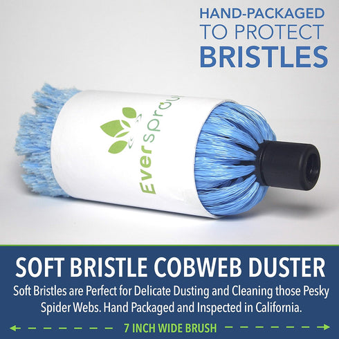 EVERSPROUT Cobweb Duster and Extension-Pole Combo, 1.5-to-3 Foot, 8-10 Ft Reach, Soft Bristles, Lightweight