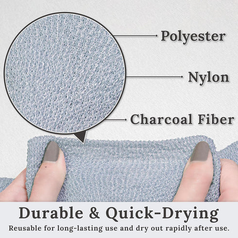 myHomeBody Exfoliating Washcloths Set of 2, Sky Blue Loofah Exfoliating Body Scrubber for Showering