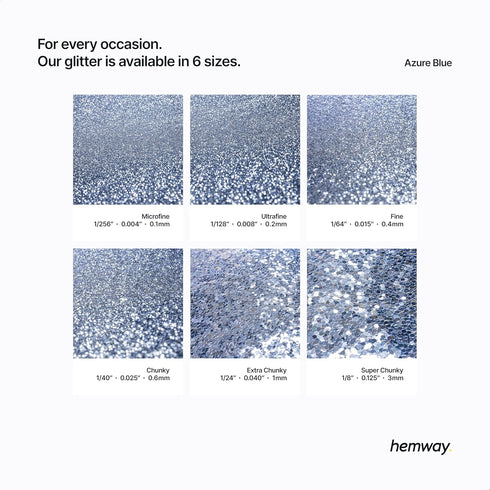 Hemway Premium Ultra Sparkle Glitter, Multi Purpose Metallic Flake for Arts Crafts, Azure Blue, 100g / 3.5oz