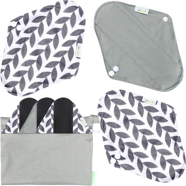 wegreeco Reusable Menstrual Pads, Soft Cloth Sanitary Pads - 6 Pack with 1 Cloth Mini Wet Bag (Large, Luxury)
