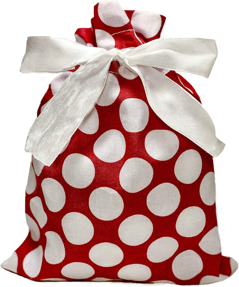100% Cotton Gift Bags, Standard Set, Red, Set of 5 bags: three 16"x12" and two 10"x8"