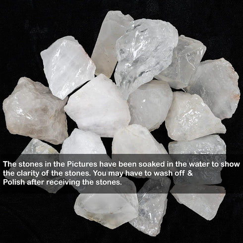 Crocon Clear Quartz Rough Bulk Natural Stone Raw Gemstone for Tumbling, Cabbing, Polishing, Energy Generator, Chakra