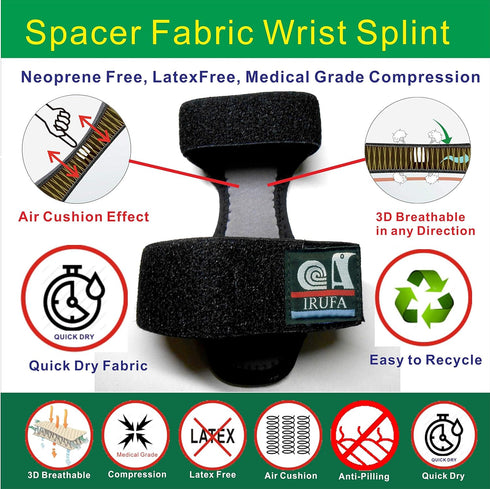 IRUFA WS-OS-20 Night Wrist Splint, 3D Breathable Fabric, Adjustable Support for Carpal Tunnel and Wrist Pain