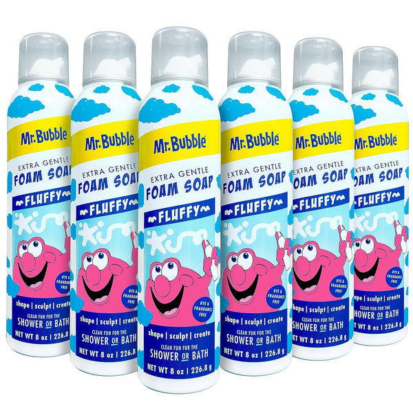Mr. Bubble Extra Gentle Foam Soap - Fragrance Free Kids Hand and Body Wash, 8OZ, Pack of 6