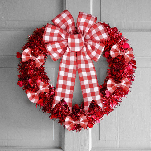 Wired Edge Plaids Ribbon, Whaline 2 Rolls, Buffalo Check Ribbon, 2.5 Inch for DIY Gift Wrapping