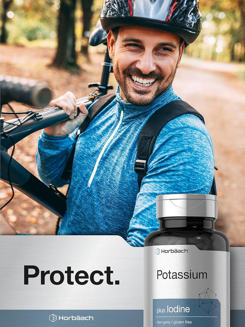 Horbaach Potassium Plus Iodine - 180 Vegetarian Tablets, Non-GMO & Gluten Free Supplement