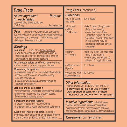 Curist - Generic Xyzal Levocetirizine 5 mg - Allergy Pills, 24 Hour Relief - Allergy Medicine (90 Tablets)