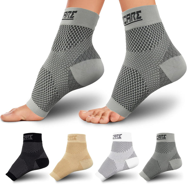 Compression Socks for Women & Men Open Toe (2 Pairs) - Ankle Compression Sleeve for Swelling, Gray, X-Large