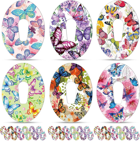 36 Pack Adhesive Patch for Dexcom G6, Breathable Colorful Butterfly CGM Patches, Waterproof Pre-Cut Adhesive Tape