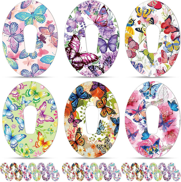 36 Pack Adhesive Patch for Dexcom G6, Breathable Colorful Butterfly CGM Patches, Waterproof Pre-Cut Adhesive Tape