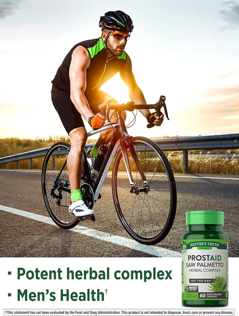 Nature's Truth Prostate Support Supplement | 60 Capsules | Non-GMO Gluten Free Saw Palmetto Herbal Complex Prostaid