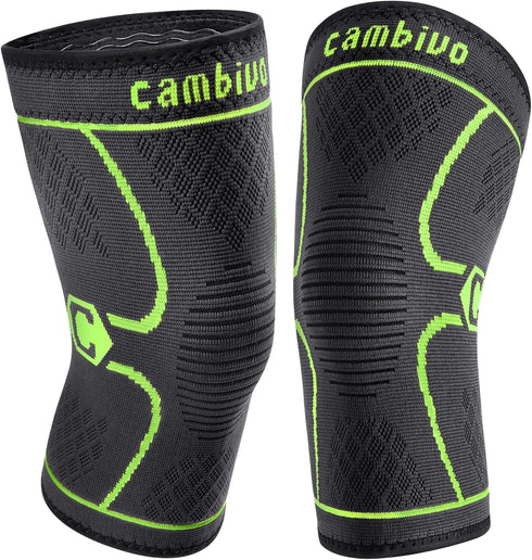 CAMBIVO 2 Pack Knee Brace, Compression Sleeve for Men and Women, Support for Running Hiking Sports