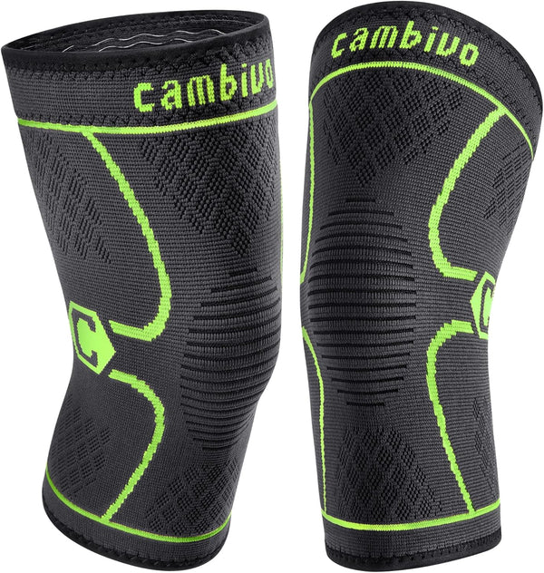 CAMBIVO 2 Pack Knee Brace, Compression Sleeve for Men and Women, Support for Running Hiking Sports