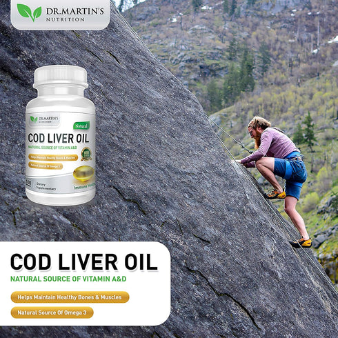 Burpless COD Liver Oil, 100 Softgels, Natural Source of Omega 3 Fatty Acids EPA & DHA, Vitamin A & D, Joint & Immune