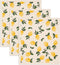3 Pack Swedish Dishcloths Yellow Lemons Print, Reusable Kitchen Cleaning Cloths, Machine Washable, 7.87”x6.88”