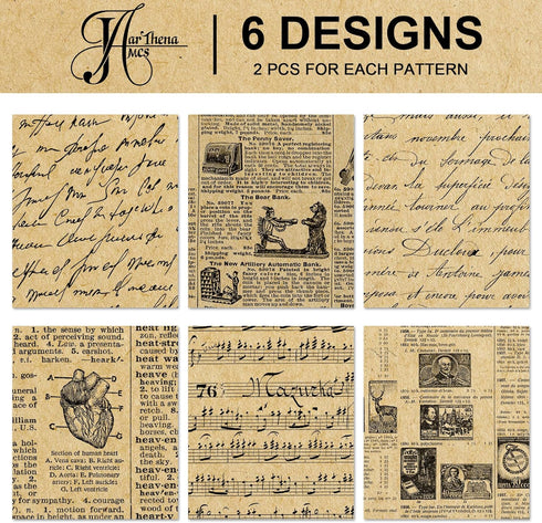 JarThenaAMCS 12 Sheet Vintage Newspaper Wrapping Paper - Not Roll - Retro Gift Wrap Paper for DIY Crafts