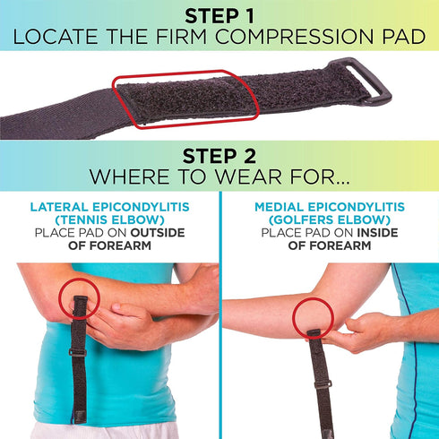 BraceAbility Epicondylitis Brace | Elbow Strap for Medial/Lateral Pain and Tendonitis Support Band, One Size