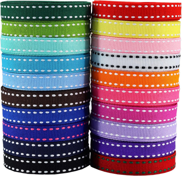 3/8" White Grosgrain Ribbons, 40yd (20x2yd), Perfect for Gift Wrapping, Crafts, Party, Wedding, DIY Bow Accessories