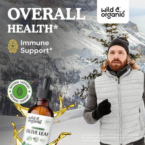 Olive Leaf Extract Liquid - Antioxidants Supplement w/Organic Olive Leaf - Olive Leaf Liquid Extract for Immune Support - Vegan Olive Leaf Supplement - Alcohol-Free Olive Extract Drops - 2 oz
