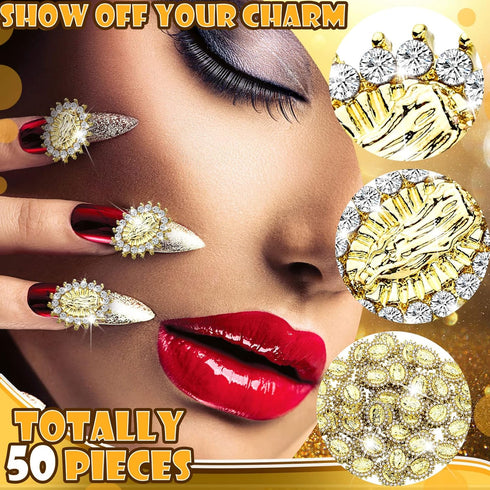 Lounsweer 50 Pcs Halloween 3D San Judas Nail Charm, Mini Virgin Mary Nail Gems Shiny Zircon Alloy Jesus Art Charms.