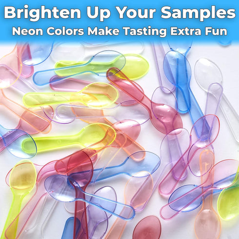 Extra Sturdy BPA Free 100ct Plastic Tasting Spoons, Disposable Mini Tasters for Ice Cream, Sauces, Appetizers