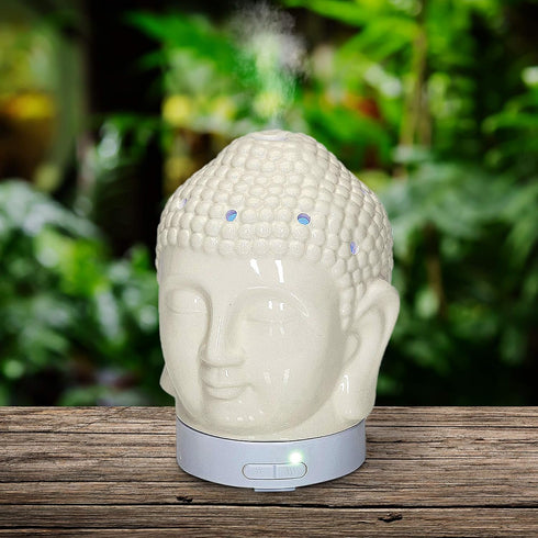 White Buddha Ceramic Essential Oil Diffuser by Aromar