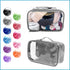 Small Clear Travel Packing Cube/See Through PVC Plastic Pouch for Carry On Suitcase, Backpack or Diaper Bag/Transparent Multipurpose Accessories, Makeup & Underwear Organizer w/Handle (Gray)