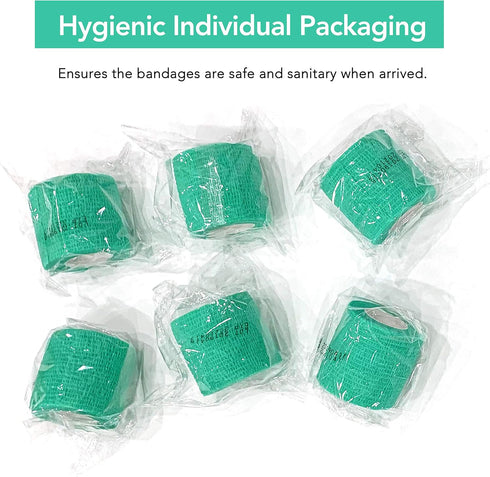 RISEN Cohesive Bandage 2” x 5 Yards, 6 Rolls, Self Adherent Medical Tape for First Aid and Athletic Use