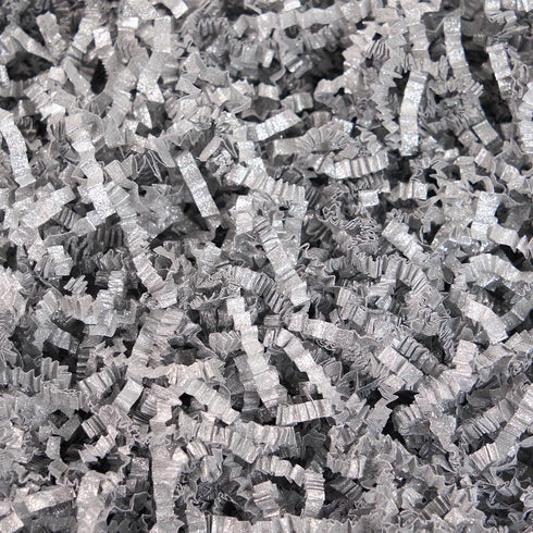 PAPER FAIR 1 LB Metallic Silver Glitter Easter Grass Crinkle Cut Paper for Gift Basket and Craft Bedding