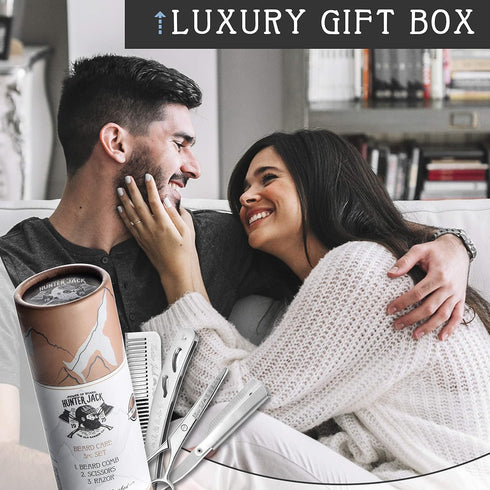 Straight Razor Kit - Complete Kit for Men with Beard Scissors & Metal Comb, Premium Polished Stainless Steel, 10 Extra