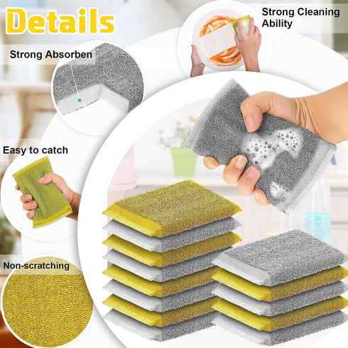 24 Pack Steel Scrub Sponges for Dishes, Non Scratch Scouring Sponge, Heavy Duty Dish Wash Kitchen Sponge for Pot