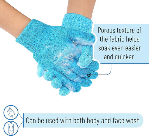 Slick Exfoliating Gloves, 4 Pcs Skin Exfoliator for Body, Bath Scrub Gloves, Shower Accessories for Women