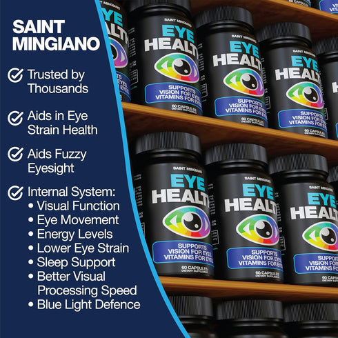 Eye Health & Vision Vitamins Supplement, 60 Capsules for Eye Strain and Vision Health, Supports Ocular and Macular