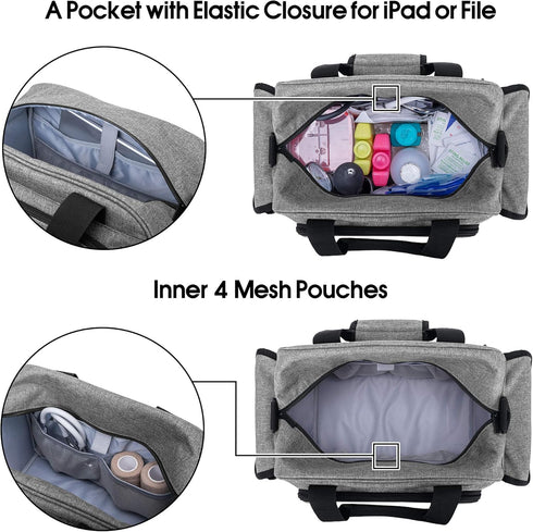 Trunab Portable Medical Supplies Nurse Bag Empty, Shoulder Bag for Hospice, Home Visit, Hospital Interns, Grey