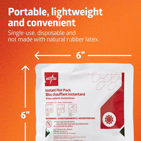 Pack, 6" 6", 24 Pack, Packs Medline Instant Warm Disposable, x per Heat for Pain Relief, Muscle Soreness and Increased