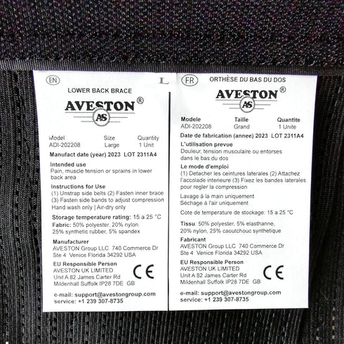 AVESTON Back Brace for Lower Back Pain Relief, 6 Ribs Belt with Lumbar Pad Support for Men/Women, Adjustable
